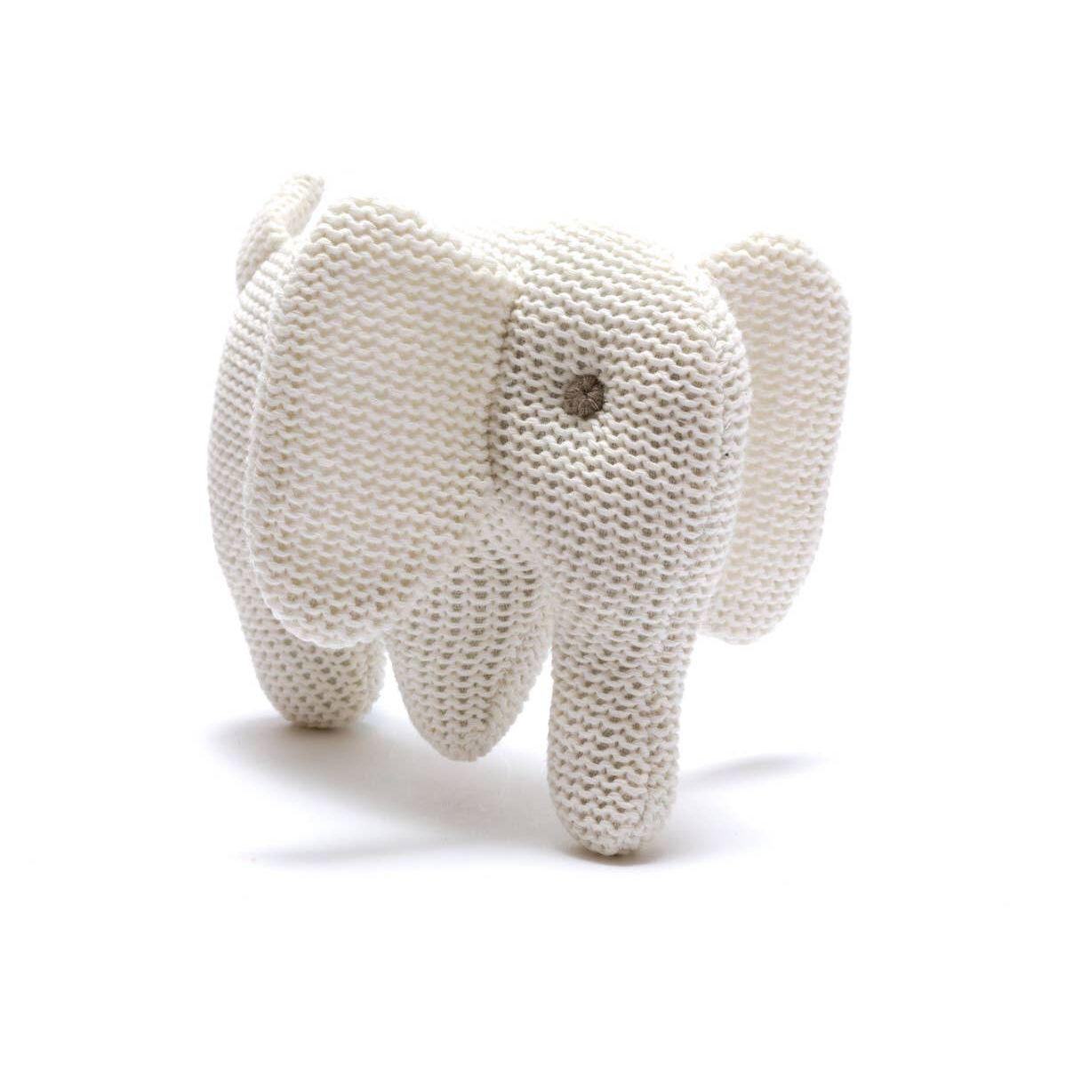 Ellie White Elephant Baby Rattle